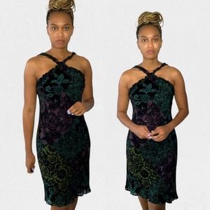 Muse Black and Green Floral Midi Dress